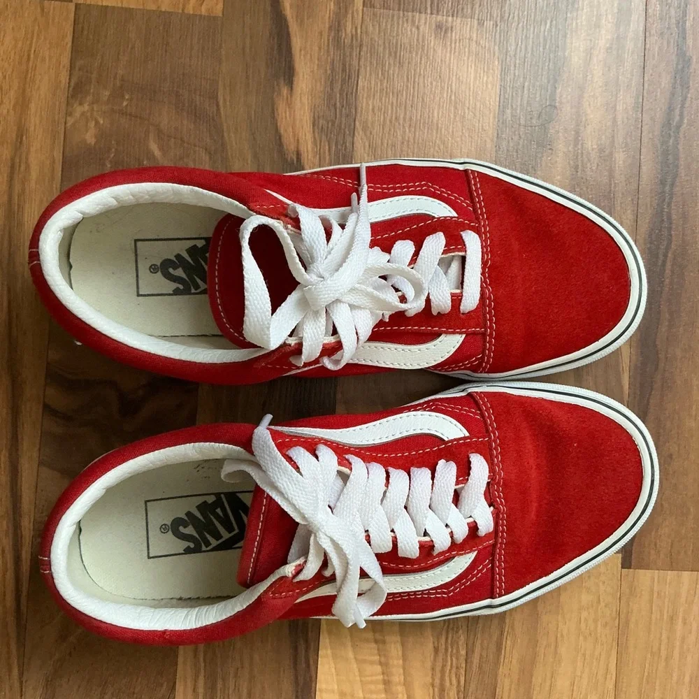 Vans Bold Red and White Lace-Up Shoes - Picture 2 of 6